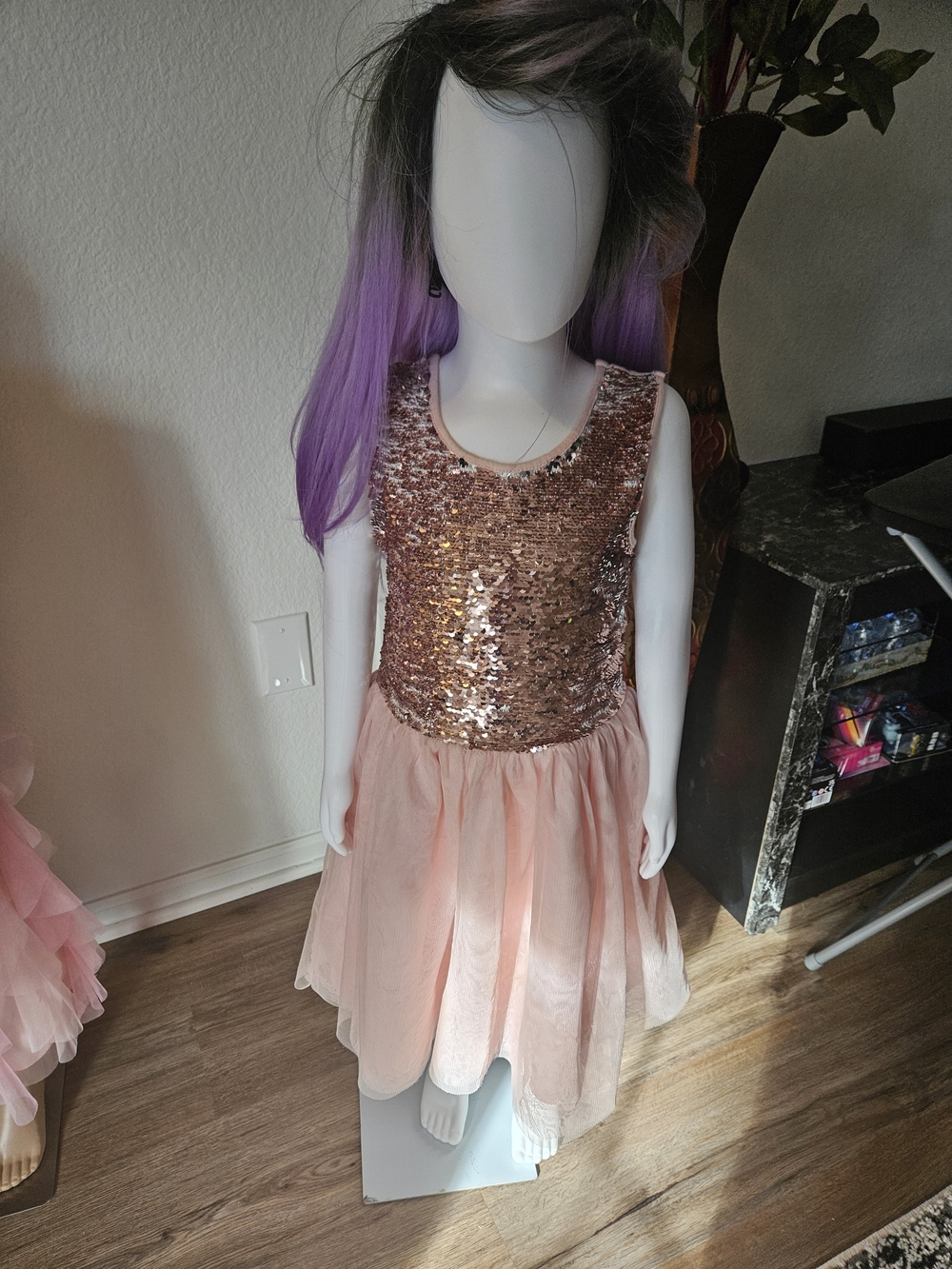 Place Rose Gold Sequin Bodice with Pink Tulle Skirt Dance Costume